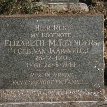 REYNDERS Elizabeth M. nee VAN JAARSVELD 1910-1944