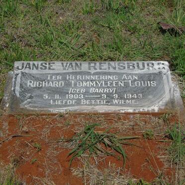 RENSBURG Richard Tommyleen Louis, Janse van nee BARRY 1903-1943