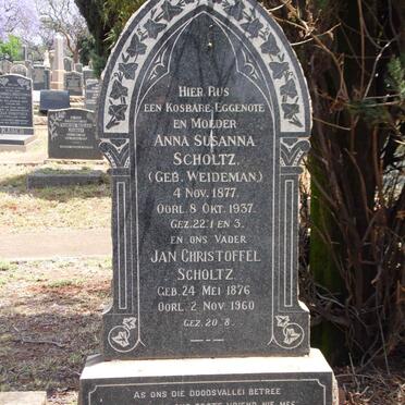 SCHOLTZ Jan Christoffel 1876-1960 &amp; Anna Susanna WEIDEMAN 1877-1937