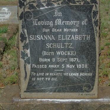 SCHULTZ Susanna Elizabeth nee WOCKE 1871-1938
