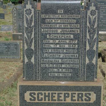 SCHEEPERS Jacobus Johannes 1877-1942 &amp; Elizabeth Johanna Magdalena V. VUUREN 1885-1966