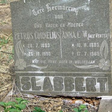 SLABBERT Petrus Cornelius 1883-1950 & Anna C.W. VENTER 1885-1965