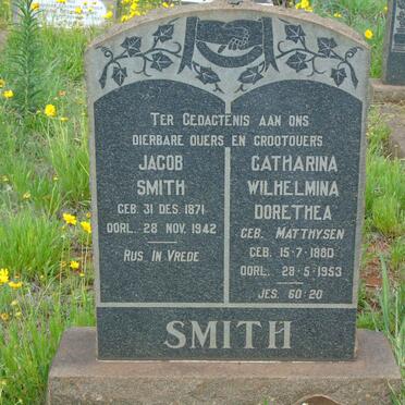 SMITH Jacob 1871-1942 &amp; Catharina Wilhelmina Dorethea MATTHYSEN 1880-1953