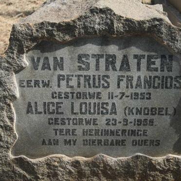 STRATEN Petrus Francios, van -1953 & Alice Louisa KNOBEL -1955