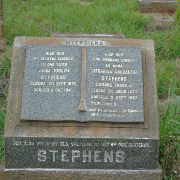 STEPHENS John Joseph 1875-1941 &amp; Catharina Magdalena TROSKIE 1874-1952