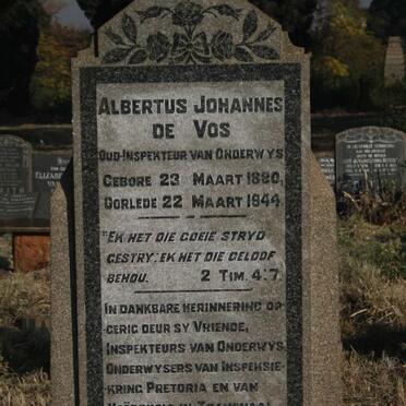 VOS Albertus Johannes, de 1880-1944