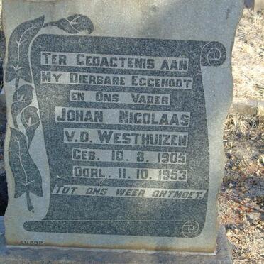 WESTHUIZEN Johan Nicolaas, v.d. 1905-1953