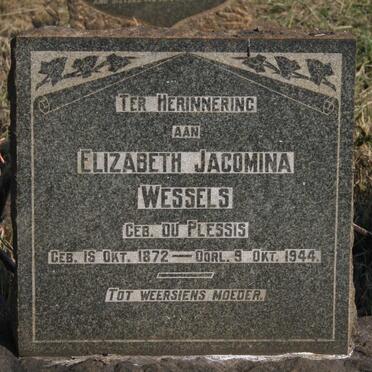 WESSELS Elizabeth Jacomina nee DU PLESSIS 1872-1944
