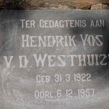 WESTHUIZEN Hendrik Vos, v.d. 1922-1957
