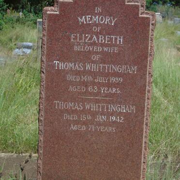WHITHINGHAM Thomas -1942 & Elizabeth -1939