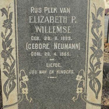 WILLEMSE Elizabeth P. nee NEUMANN 1889-1955