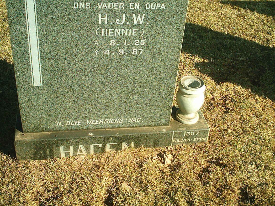 HAGEN H.J.W. 1925-1987