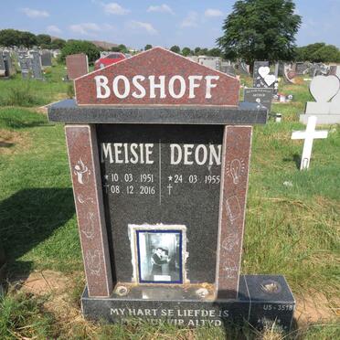 BOSHOFF Deon 1955- & Meisie 1951-2016