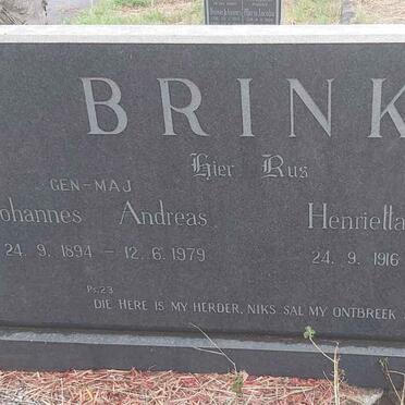BRINK Johannes Andreas 1894-1979 & Henrietta Magrieta 1916-1999