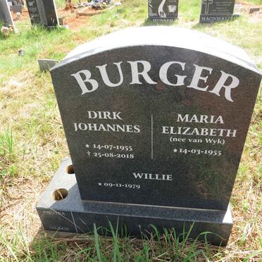 BURGER Dirk Johannes 1955-2018 & Maria Elizabeth VAN WYK 1955- :: BURGER Willie 1979-