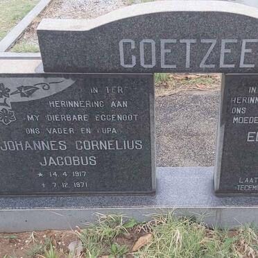 COETZEE Johannes Cornelius Jacobus 1917-1971 & Ella Sophia 1926-1992