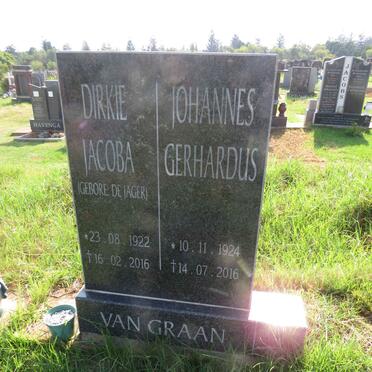 GRAAN Johannes Gerhardus, van 1924-2016 & Dirkie Jacoba DE JAGER 1922-2016