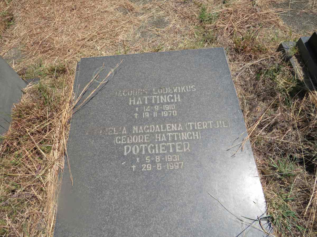 HATTINGH Jacobus Lodewikus 1910-1970 :: POTGIETER ?nelia Magdalena nee HATTINGH 1931-1997