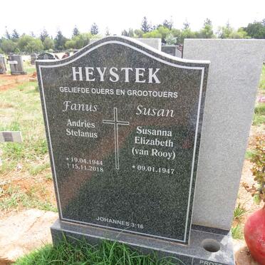 HEYSTEK Andries Stefanus 1944-2018 & Susanna Elizabeth VAN ROOY 1947- 