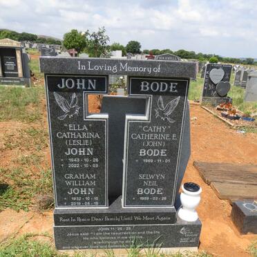 JOHN Graham William 1932-2019 & Catharina LESLIE 1943-2022 :: BODE Selwyn Neil 1959- & Catherine E. JOHN 1969- 