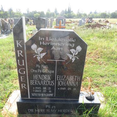 KRUGER Hendrik Bernardus 1945-2022 & Elizabeth Johanna 1949-