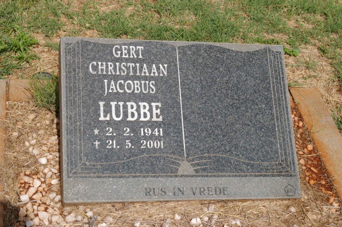 LUBBE Gert Christiaan Jacobus 1941-2001