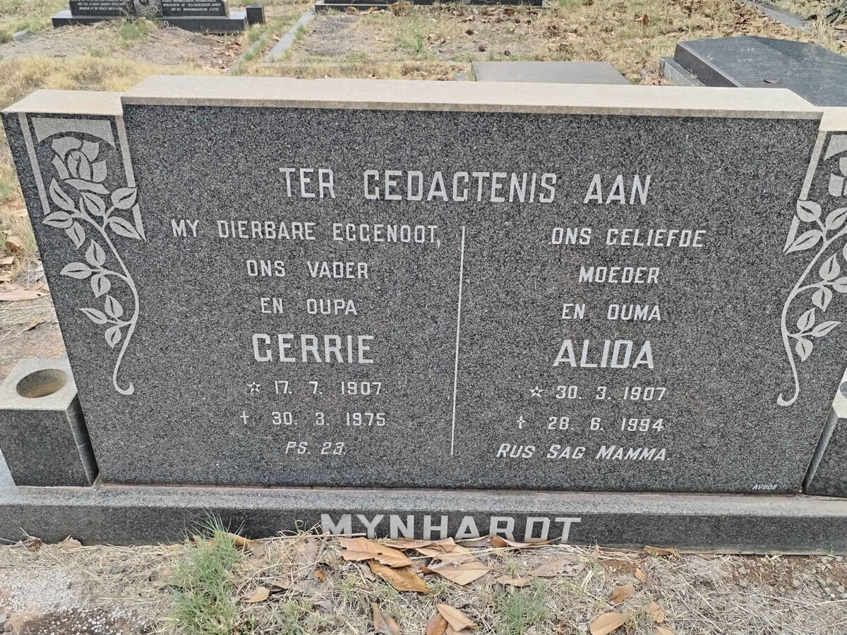 MYNHARDT Gerrie 1907-1975 & Alida 1907-1994