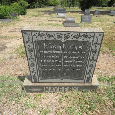MAYBERY Alexander Coyl 1894-1964 & Johanna Susanna 1893-1981