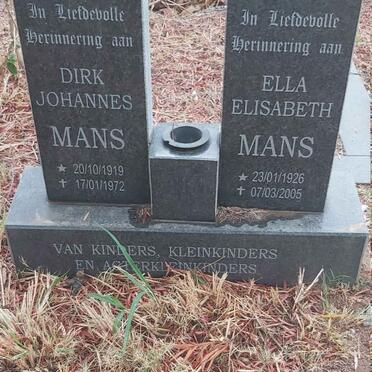 MANS Dirk Johannes 1919-1972 & Ella Elizabeth 1926-2005