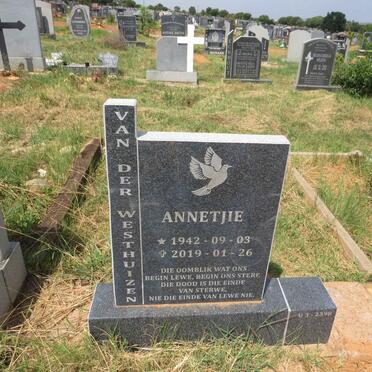 WESTHUIZEN Annetjie, van der 1942-2019