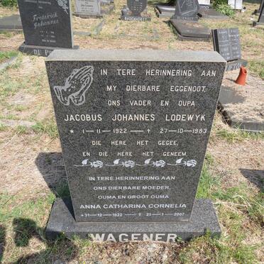 WAGENER Jacobus Johannes Lodewyk 1922-1983 & Anna Catharina Cornelia 1922-2007