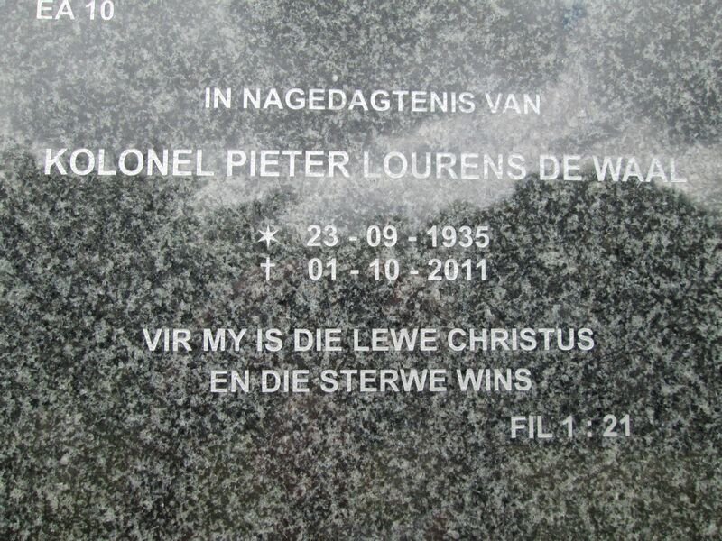 WAAL Pieter Lourens, de 1935-2011
