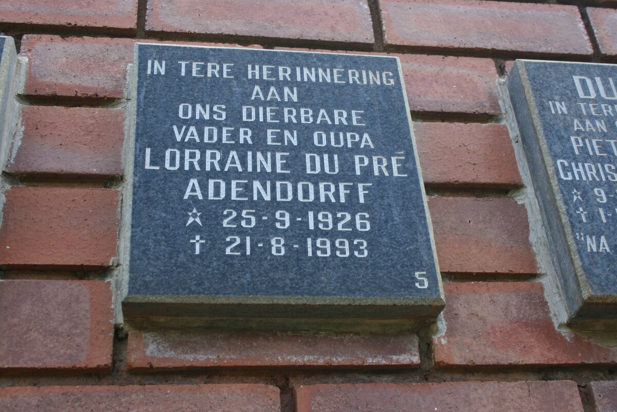 ADENDORFF Lorraine Du Pré 1926-1993