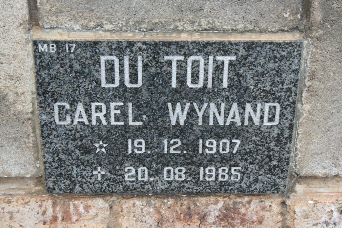 TOIT Carel Wynand, du 1907-1985