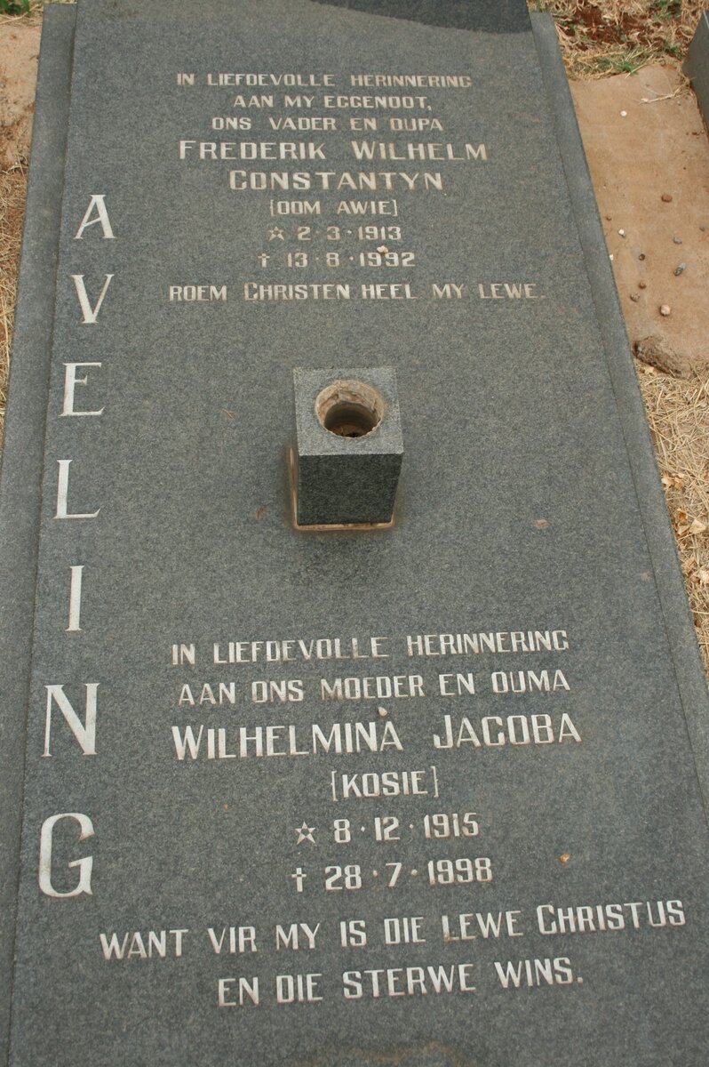 AVELING Frederik Wilhelm Constantyn 1913-1992 &amp; Wilhelmina Jacoba 1915-1998