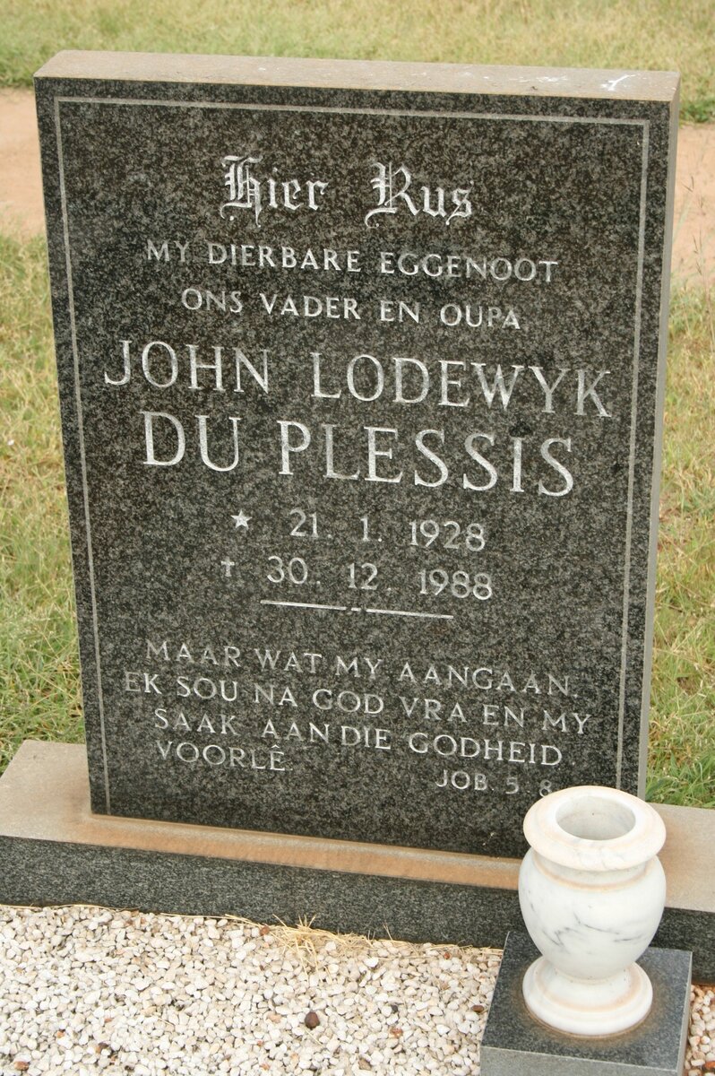 PLESSIS John Lodewyk, du 1928-1988