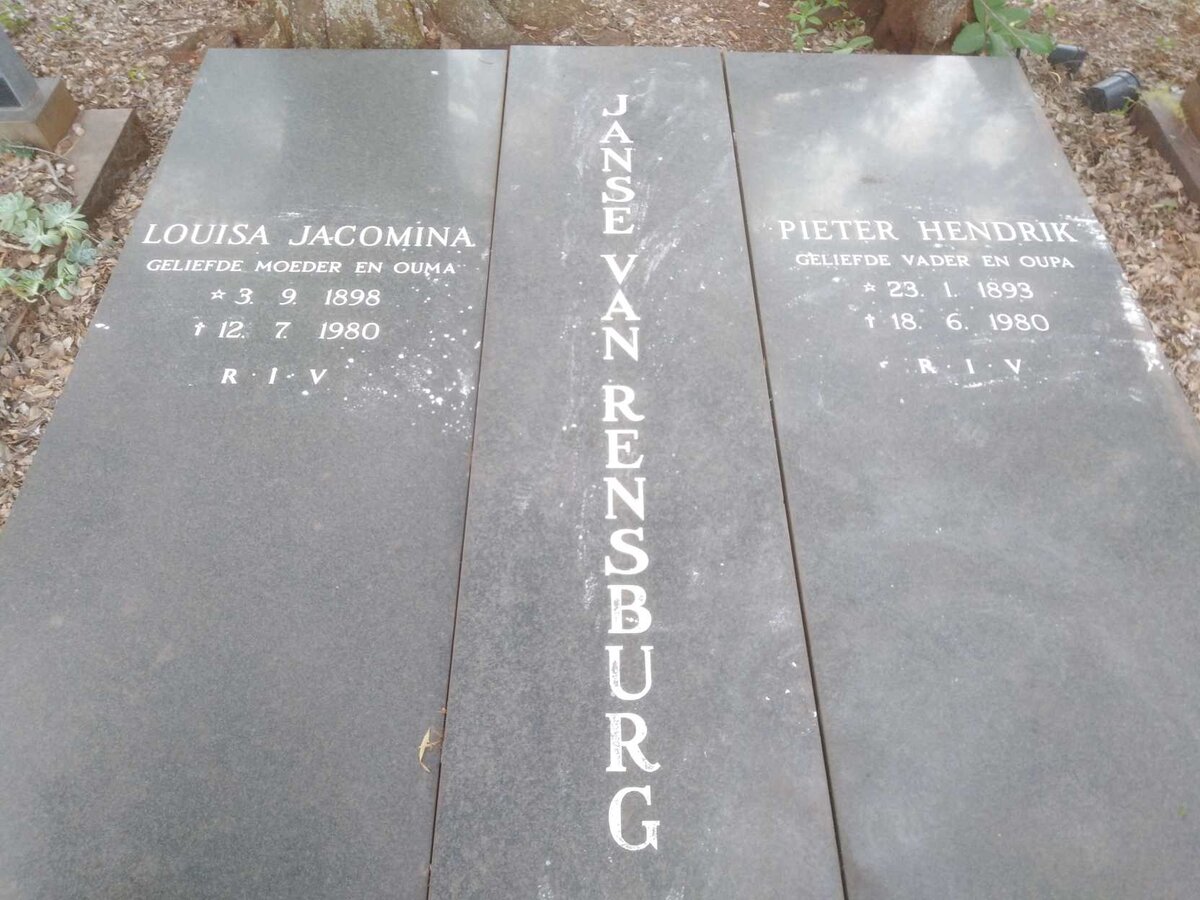 RENSBURG Pieter Hendrik, van 1898-1980 &amp; Louisa Jacomina 1898-1980