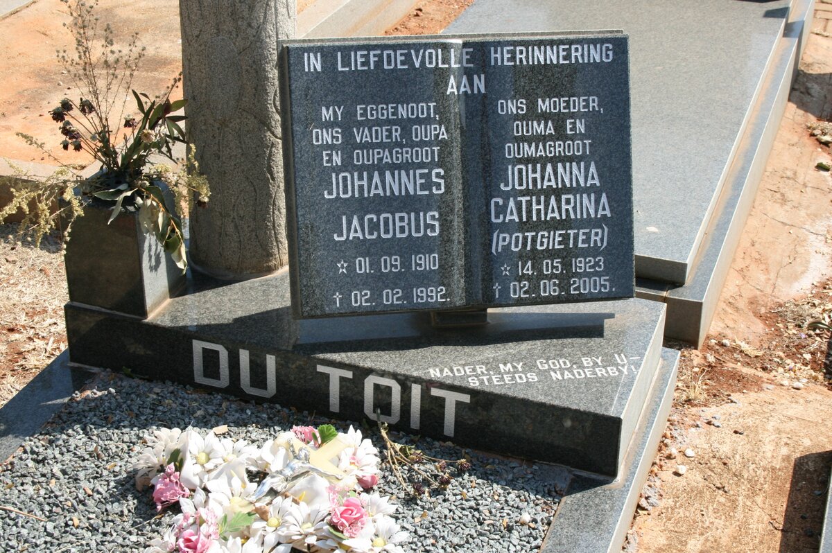 TOIT Johannes Jacobus, du 1910-1992 &amp; Johanna Catharina POTGIETER 1923-2005