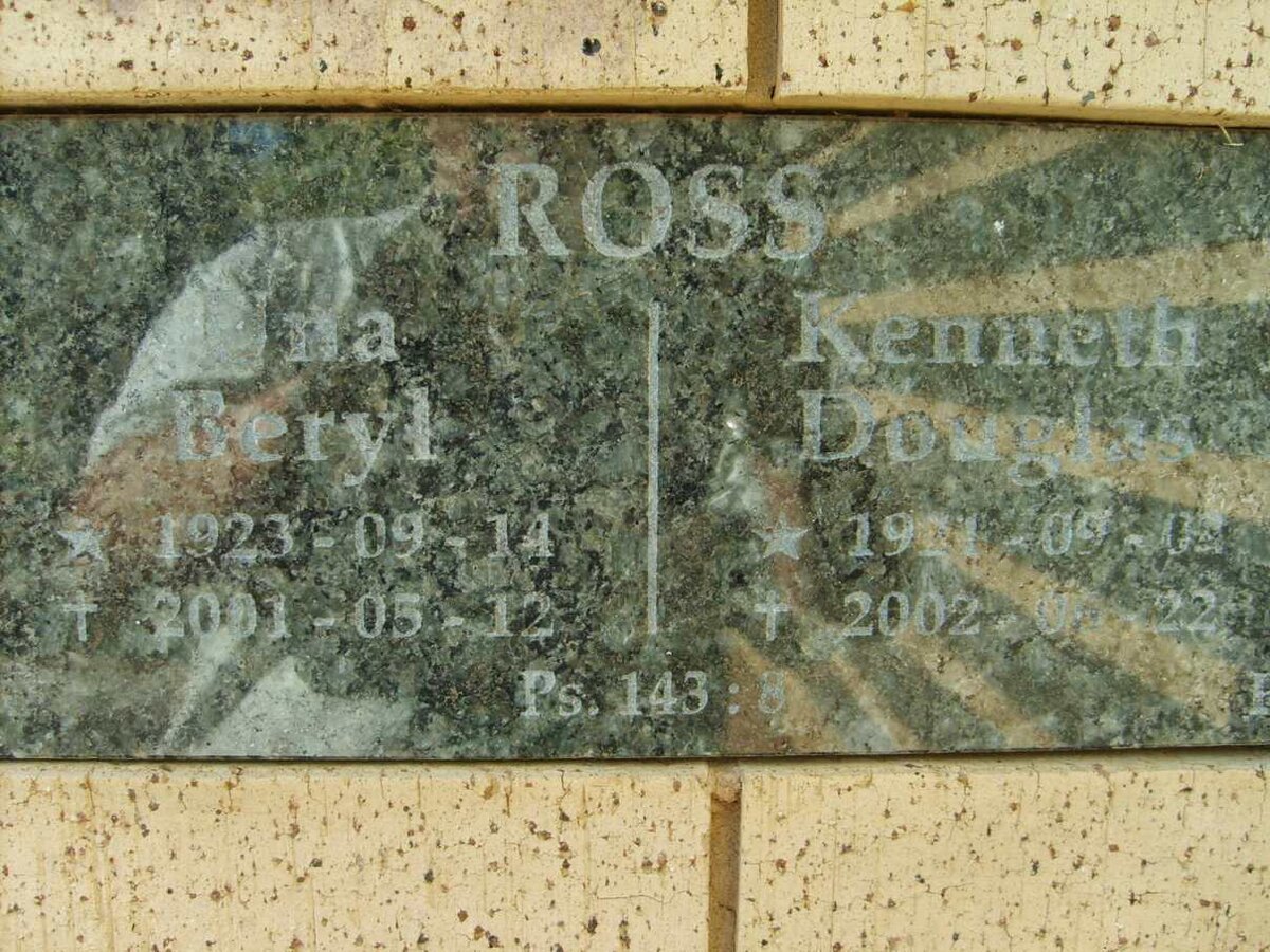 ROSS Kenneth Douglas 1921-2002 &amp; Una Beryl 1923-2001