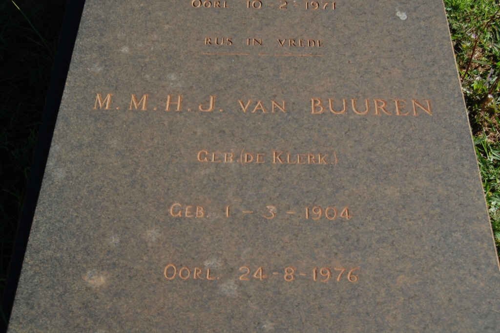 BUUREN M.M.H.J., van nee DE KLERK 1904-1976