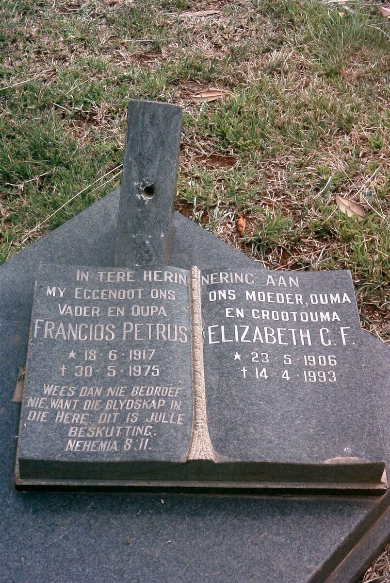 BOTHA Francois Petrus 1917-1975 &amp; Elizabeth G.F. 1906-1993