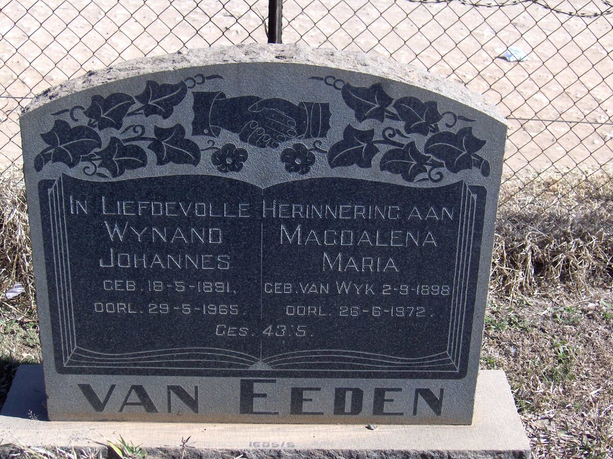EEDEN Wynand Johannes, van 1891-1965 &amp; Magdalena Maria VAN WYK 1898-1972