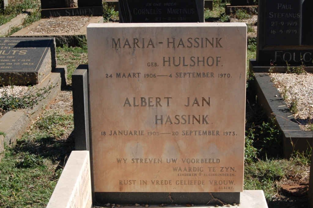 HASSINK Albert Jan 1905-1973 &amp; Maria HULSHOF 1906-1970