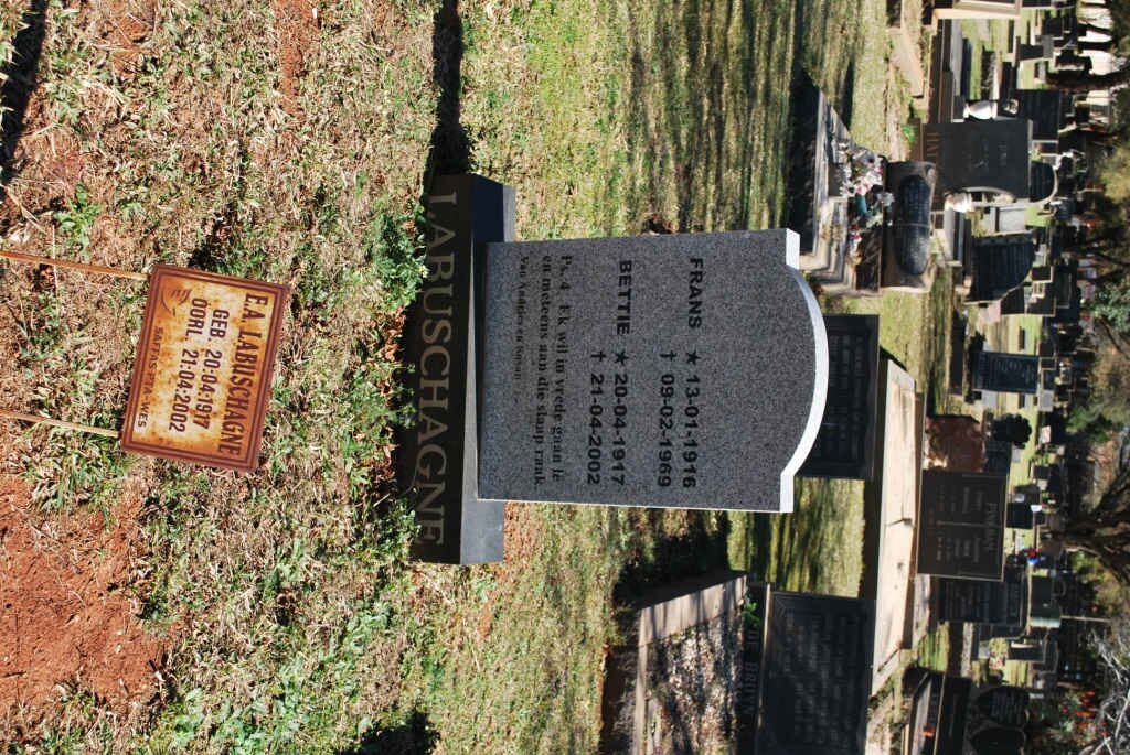 LABUSCHAGNE Frans 1916-1969 &amp; Bettie 1917-2002 :: LABUSCHAGNE E.A. 1917-2002