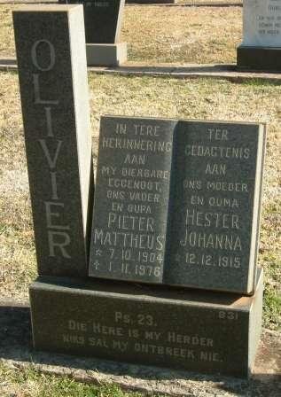 OLIVIER Pieter Mattheus 1904-1976 &amp; Hester Johanna 1915-