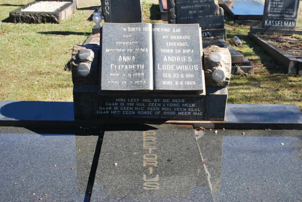 PRETORIUS Andries Lodewikus 1891-1969 &amp; Anna Elizabeth 1893-1964