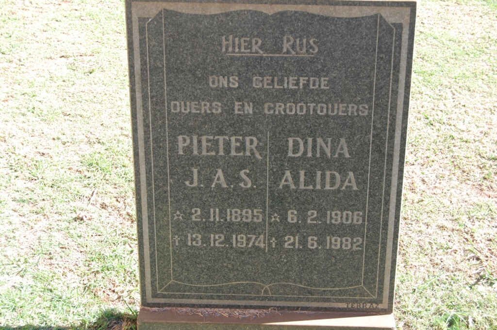 ROUX Pieter J.A.S., le 1895-1974 &amp; Dina Alida 1906-1982