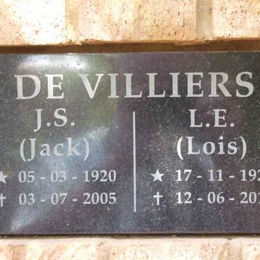 VILLIERS J.S., de 1920-2005 &amp; L.E. 1924-2010