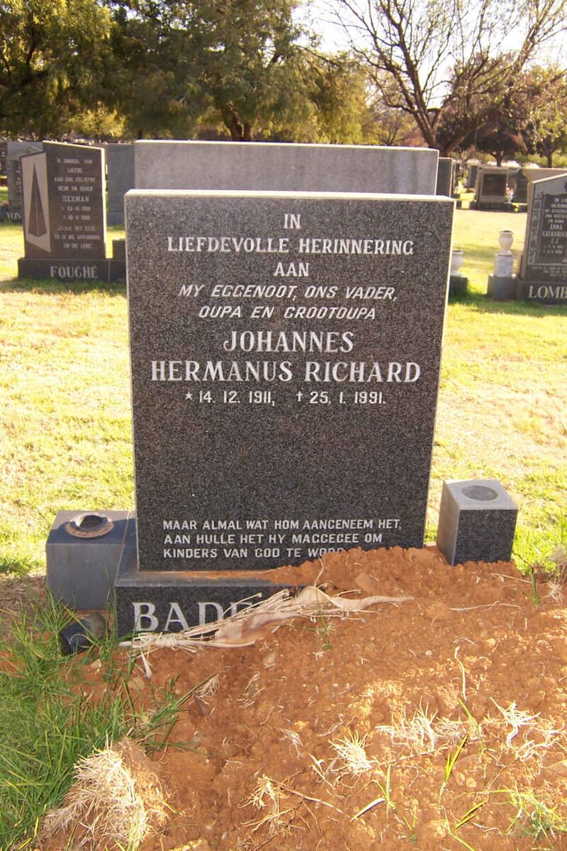 BADENHORST Johannes Hermanus Richard 1911-1991