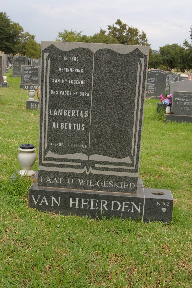 HEERDEN Lambertus Albertus, van 1922-1998